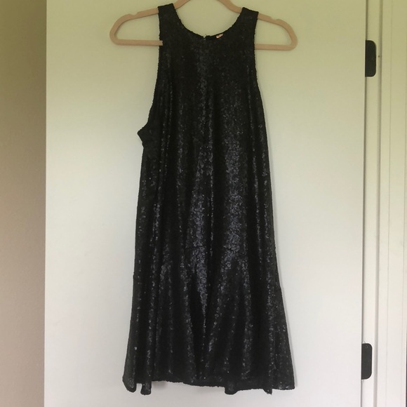 Black Sequin Free People Mini Dress - Picture 1 of 4